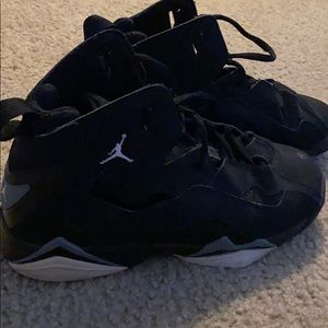 black white and gray jordan’s. boys 5.5